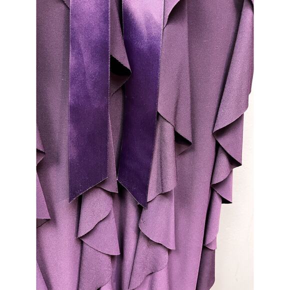 Cache Dress Womens Size 6 Chiffon Purple Ribbon Rhinestone Brooch Bow Cocktail - Picture 7 of 8